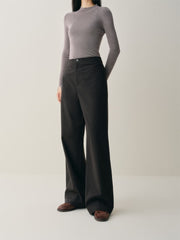 Women's High-Waist Brushed Wide-Leg Pants