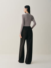 Women's High-Waist Brushed Wide-Leg Pants