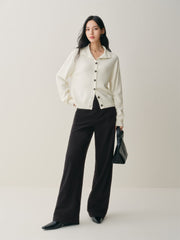 Women's High-Waist Brushed Wide-Leg Pants