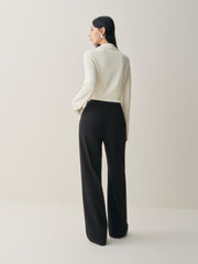 Women's High-Waist Brushed Wide-Leg Pants