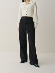 Women's High-Waist Brushed Wide-Leg Pants