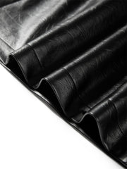 Women's Black PU A-Line Mini Skirt