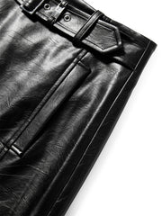 Women's Black PU A-Line Mini Skirt