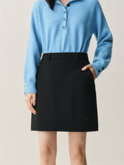 Women's Black Brushed A-Line Mini Skirt