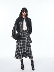 Women's Asymmetric Side-Slit Plaid Skirt