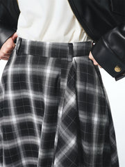 Women's Asymmetric Side-Slit Plaid Skirt