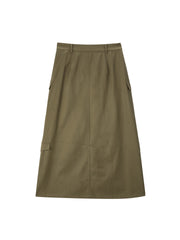 Women's Casual Lustrous High-Waist Cargo Skirt