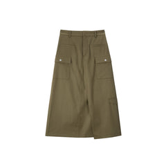 Women's Casual Lustrous High-Waist Cargo Skirt