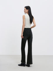 Women's High Waist Flared Pants With Raw Edge