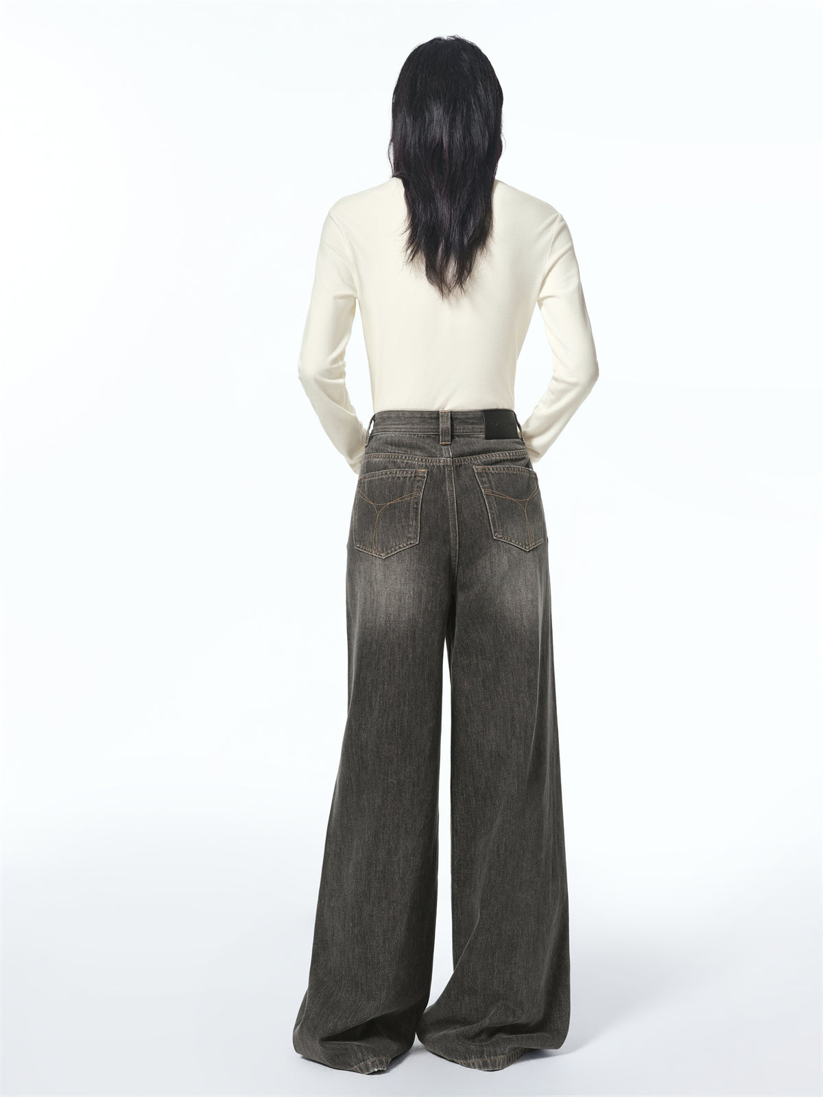 Women's Washed High-Waist Wide-Leg Jeans
