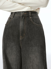 Women's Washed High-Waist Wide-Leg Jeans