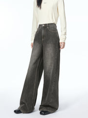 Women's Washed High-Waist Wide-Leg Jeans