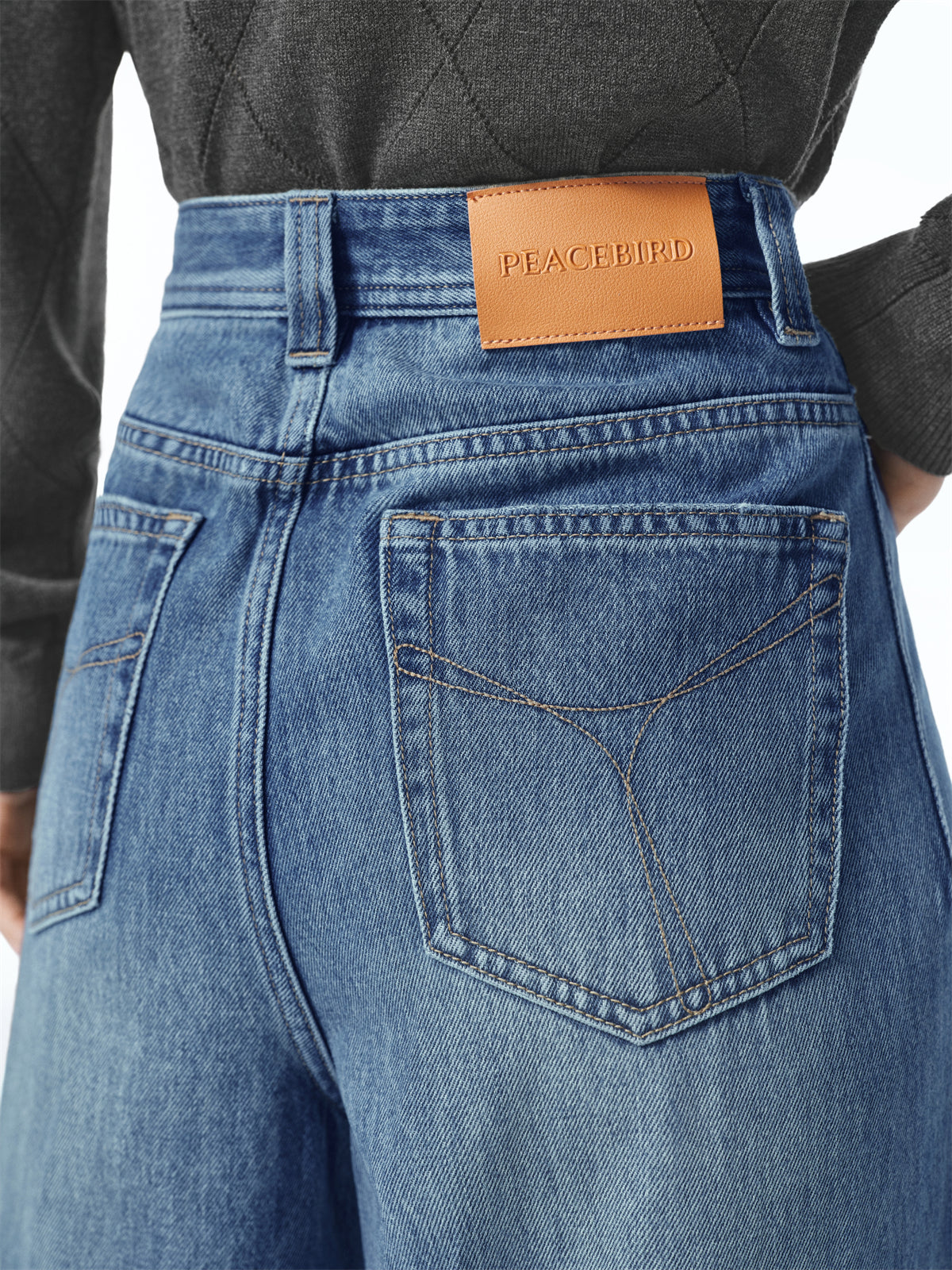 Women's Washed High-Waist Wide-Leg Jeans