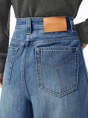 Women's Washed High-Waist Wide-Leg Jeans