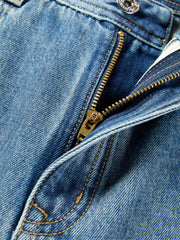 Women's Washed High-Waist Wide-Leg Jeans