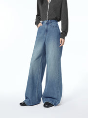 Women's Washed High-Waist Wide-Leg Jeans
