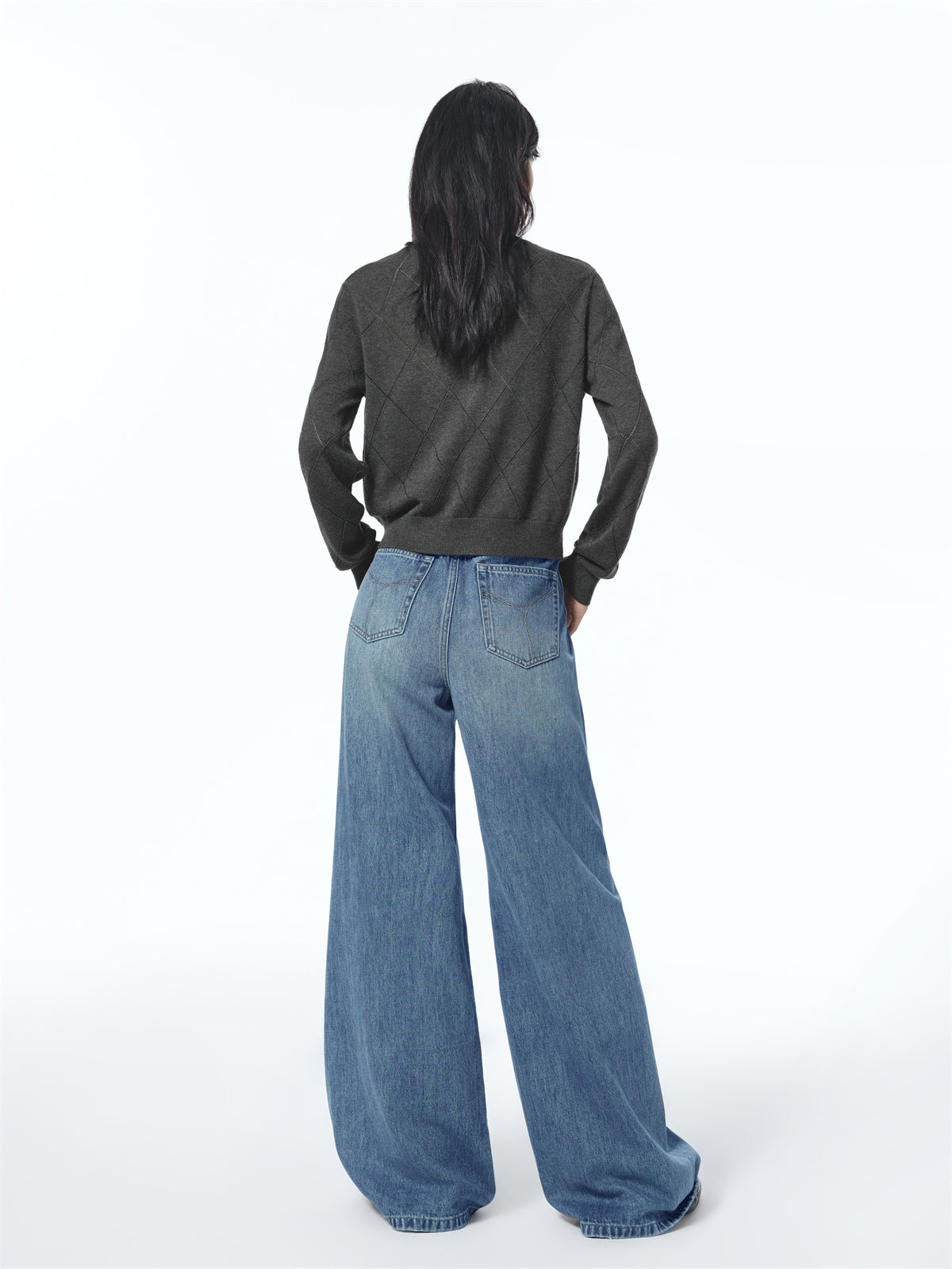 Women's Washed High-Waist Wide-Leg Jeans