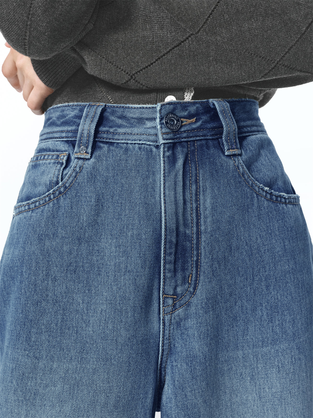 Women's Washed High-Waist Wide-Leg Jeans