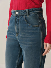 Women's Washed Brushed Straight-Leg Jeans
