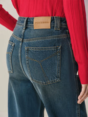 Women's Washed Brushed Straight-Leg Jeans