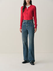 Women's Washed Brushed Straight-Leg Jeans