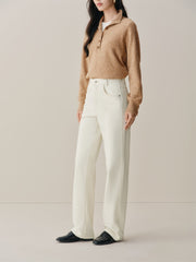 Women's Washed Brushed Straight-Leg Jeans