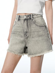 Women's Vintage-Washed Frayed Denim Shorts