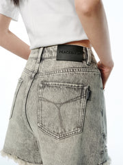 Women's Vintage-Washed Frayed Denim Shorts