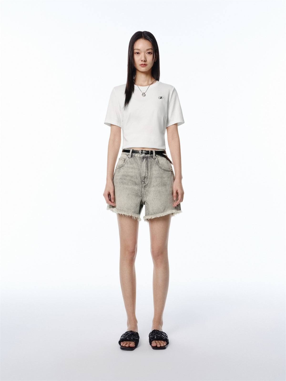 Women's Vintage-Washed Frayed Denim Shorts
