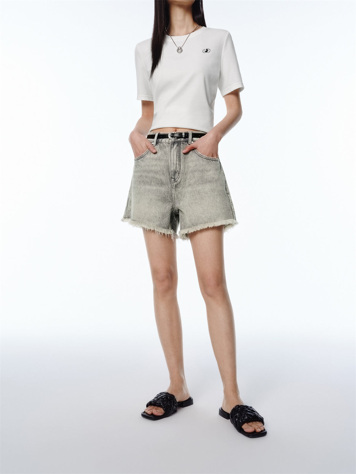 Women's Vintage-Washed Frayed Denim Shorts