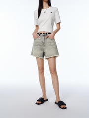 Women's Vintage-Washed Frayed Denim Shorts