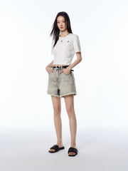 Women's Vintage-Washed Frayed Denim Shorts