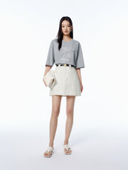 Women's White A-Line Denim Mini Skirt