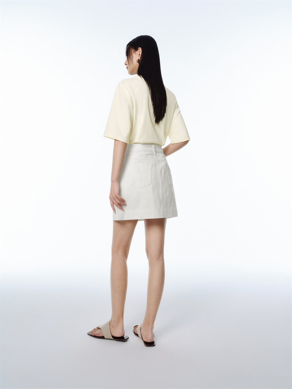 Women's White A-Line Denim Mini Skirt