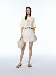Women's White A-Line Denim Mini Skirt
