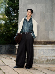 Men's Irregular Gradient-Print Denim Shirt