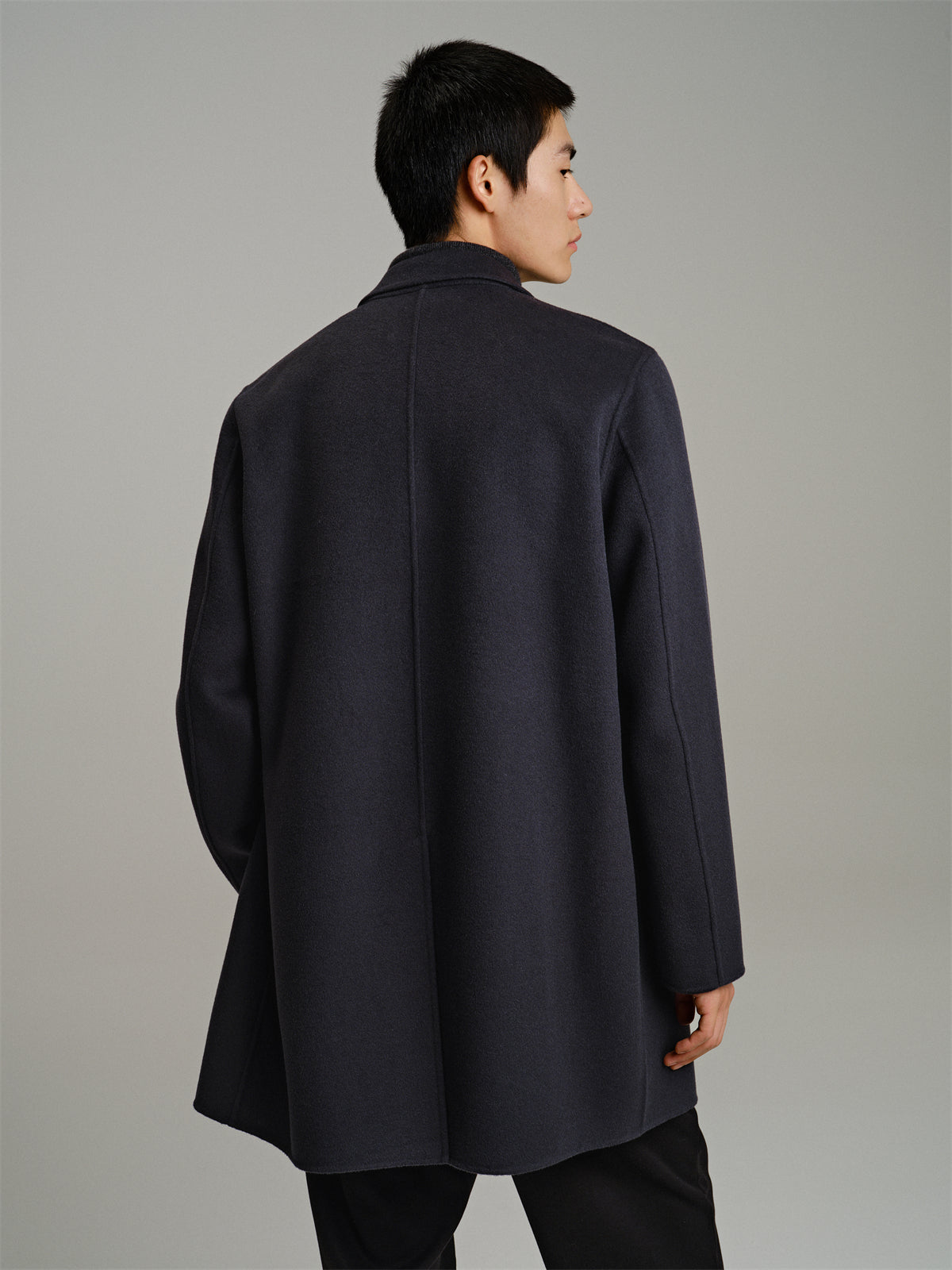 Men's Dark Gray Double-Faced Wool Coat