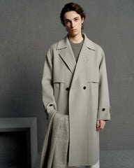 Men's Trench Style Wool Coat