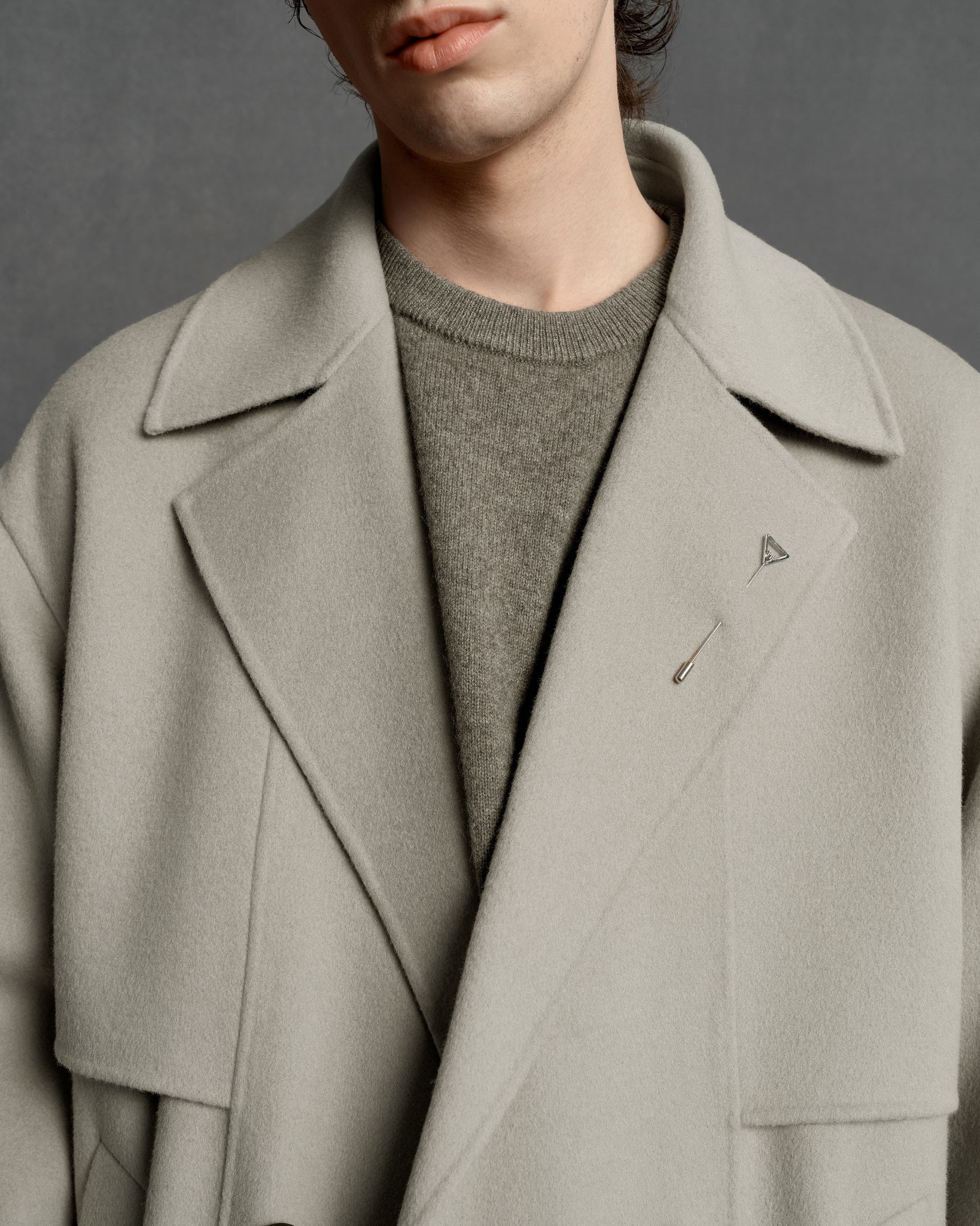 Men's Trench Style Wool Coat