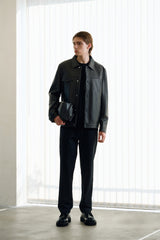 Men's Sheepskin Leather Jacket Sets with Down Liner