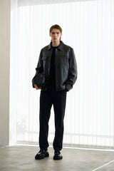 Men's Sheepskin Leather Jacket Sets with Down Liner