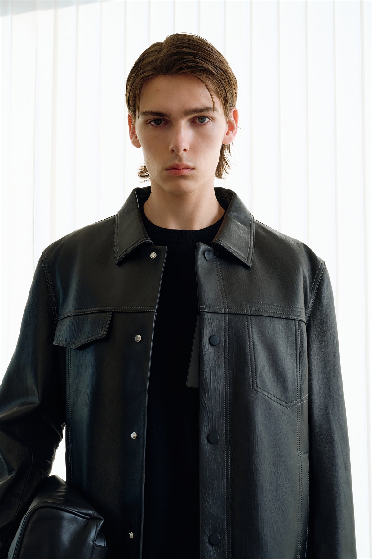 Men's Sheepskin Leather Jacket Sets with Down Liner