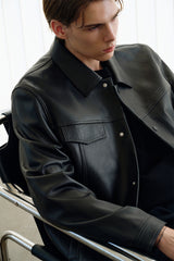 Men's Sheepskin Leather Jacket Sets with Down Liner