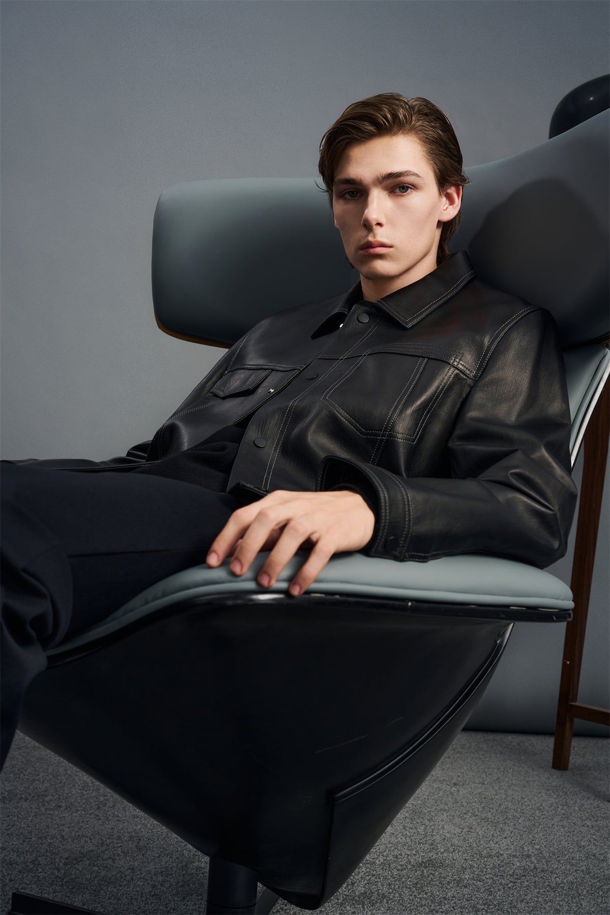 Men's Sheepskin Leather Jacket Sets with Down Liner