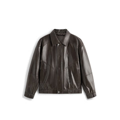 Men's Vintage Brown Waxed Lambskin Leather Jacket