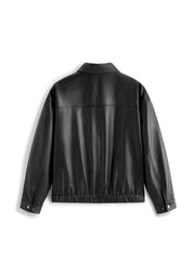 Men's Casual Pebbled Waxed Cowhide Aviator Leather Jacket