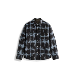 Men's Casual Color-Block Plaid Wool-Blend Overshirt