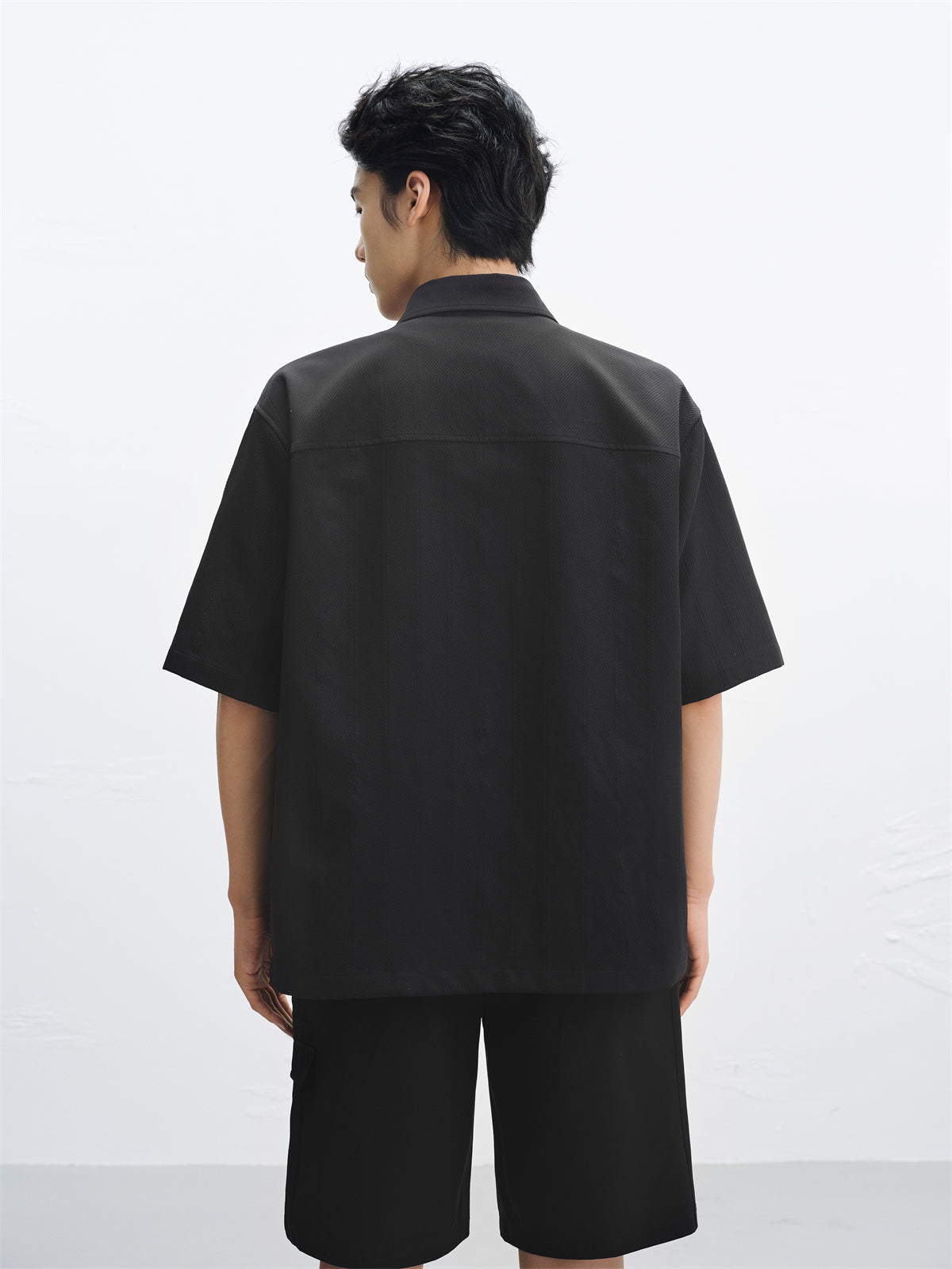 Men's Solid Jacquard Textured Shirt