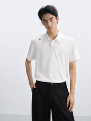 Men's Polo Shirt with Placket Print