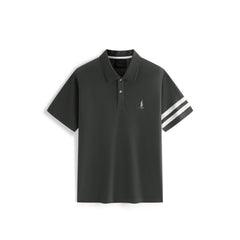 Men's Casual Contrast Striped Polo Shirt